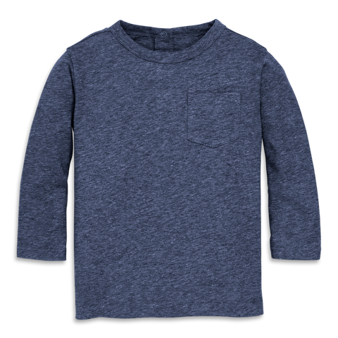 Baby Heathered Long Sleeve Pocket Tee