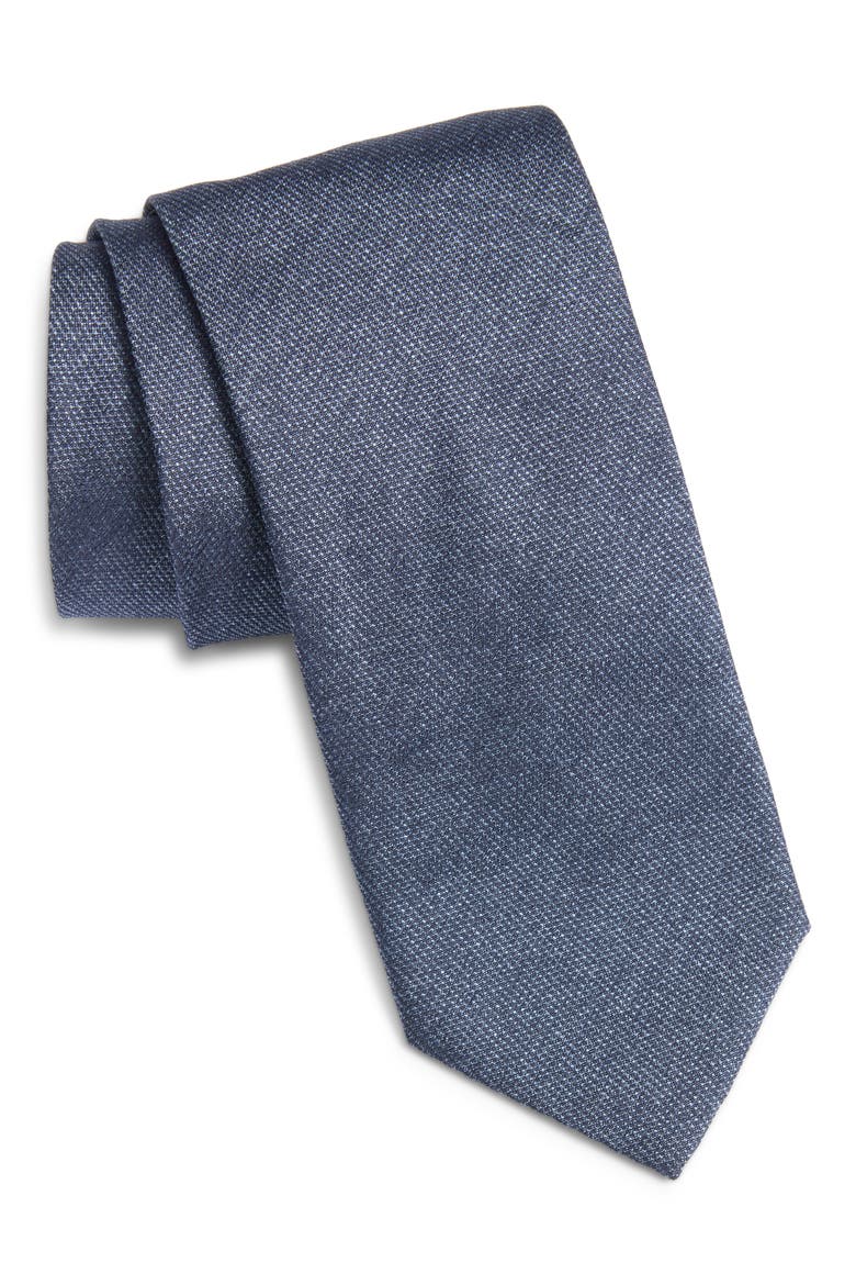 Solid Silk Tie, Main, color, NAVY
