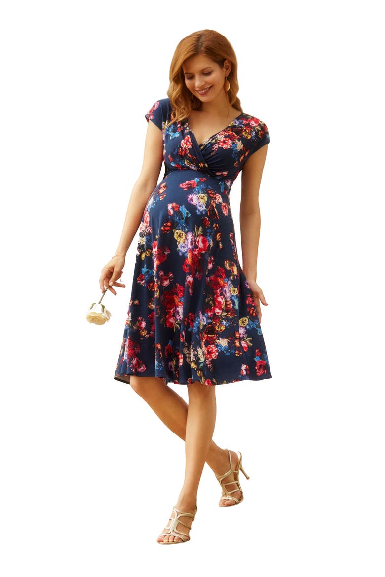 Alessandra Maternity Dress, Alternate, color, MIDNIGHT GARDEN
