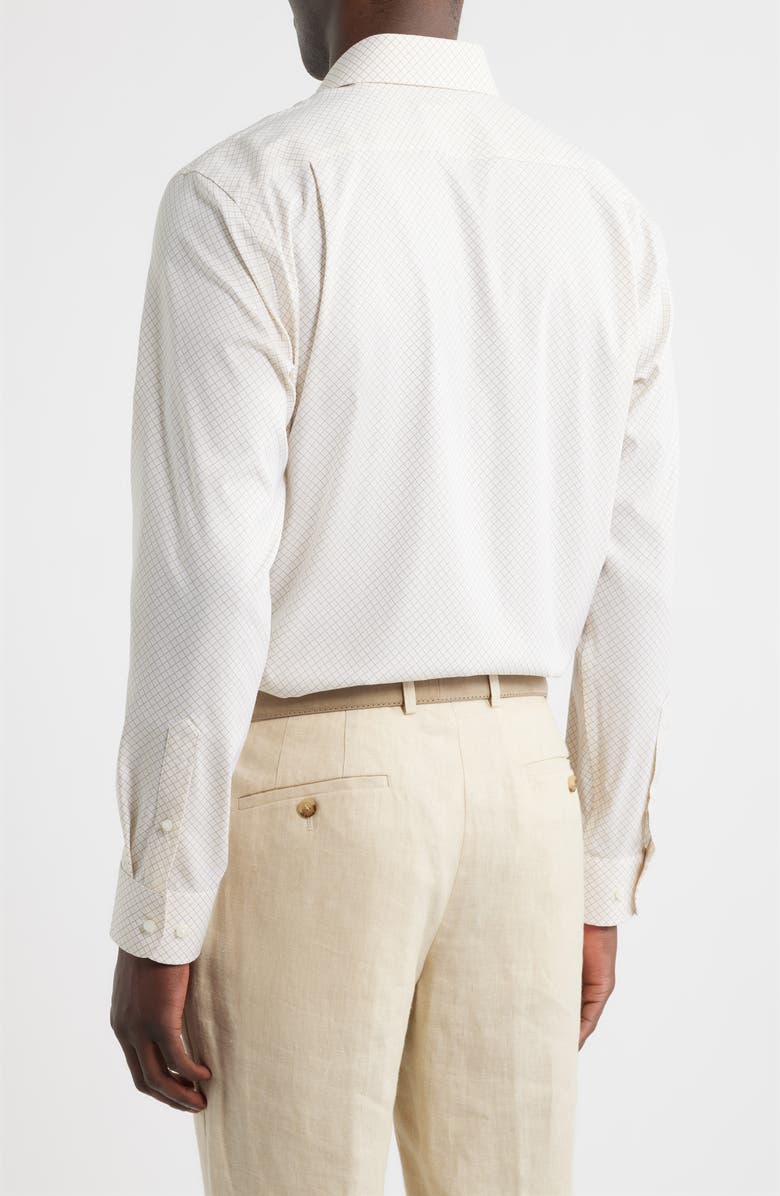 Nordstrom Trim Fit Premium Performance Dress Shirt, Alternate, color, Tan Sedalia Geo