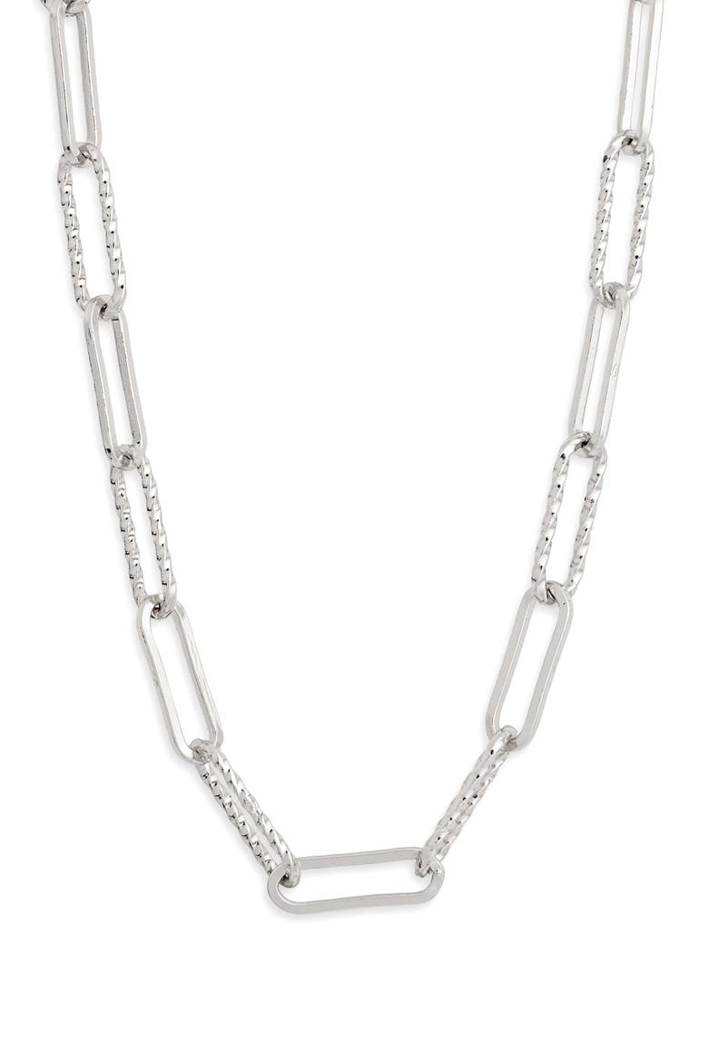 Textured Oval Link Chain Necklace, Main, color, SILVER