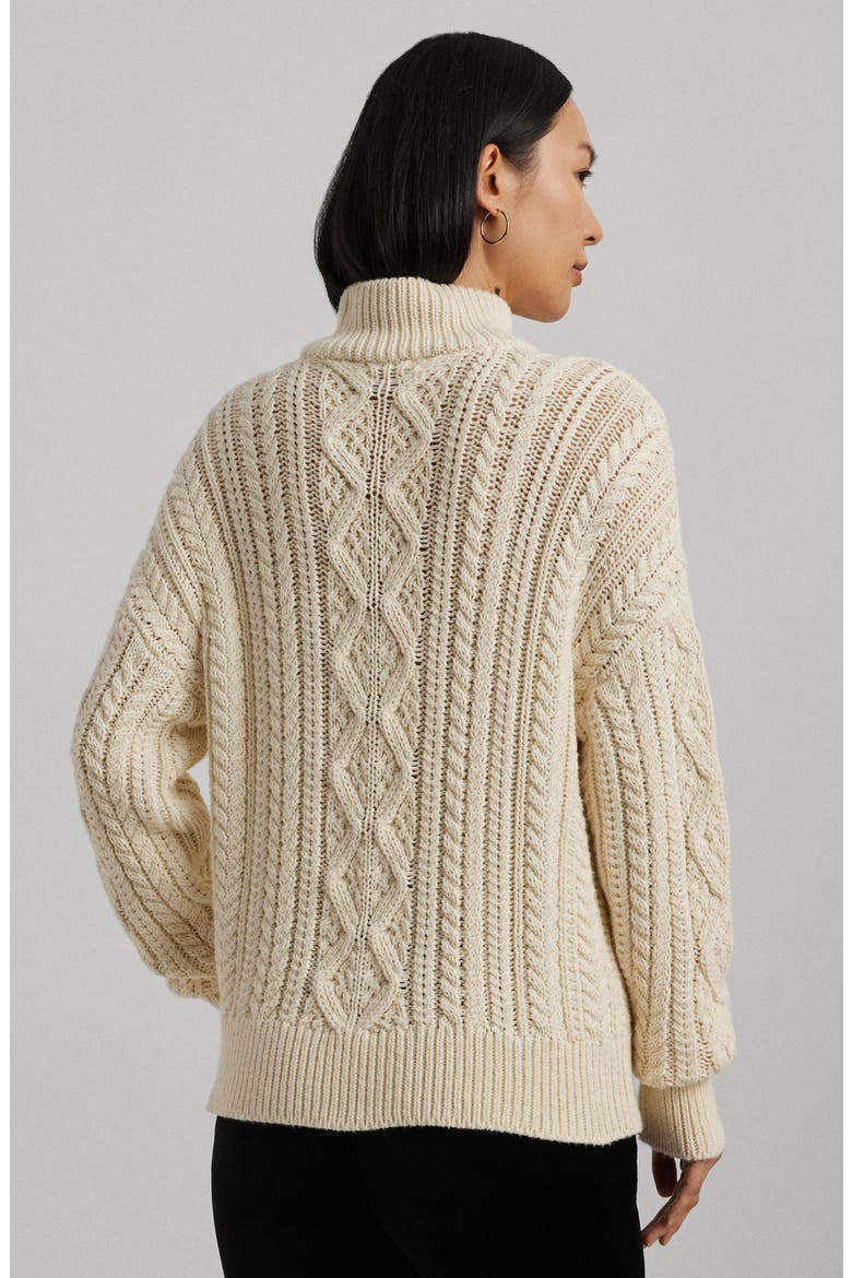 Fisherman Cotton Quarter Zip Sweater, Alternate, color, MASCARPONE CREAM
