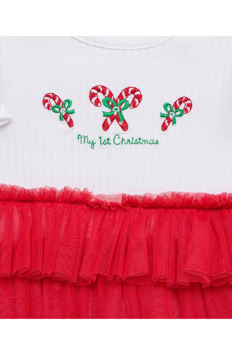 Little Me Candy Cane Tutu Dress & Headband Set, Alternate, color, Red