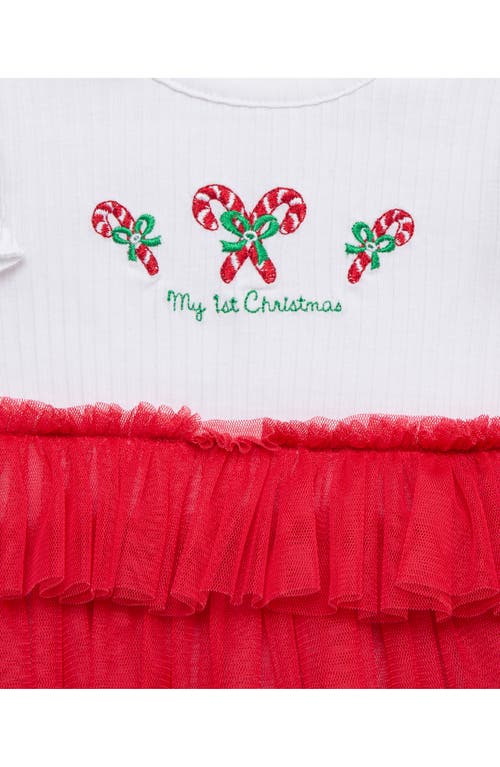 Little Me Candy Cane Tutu Dress & Headband Set In Red