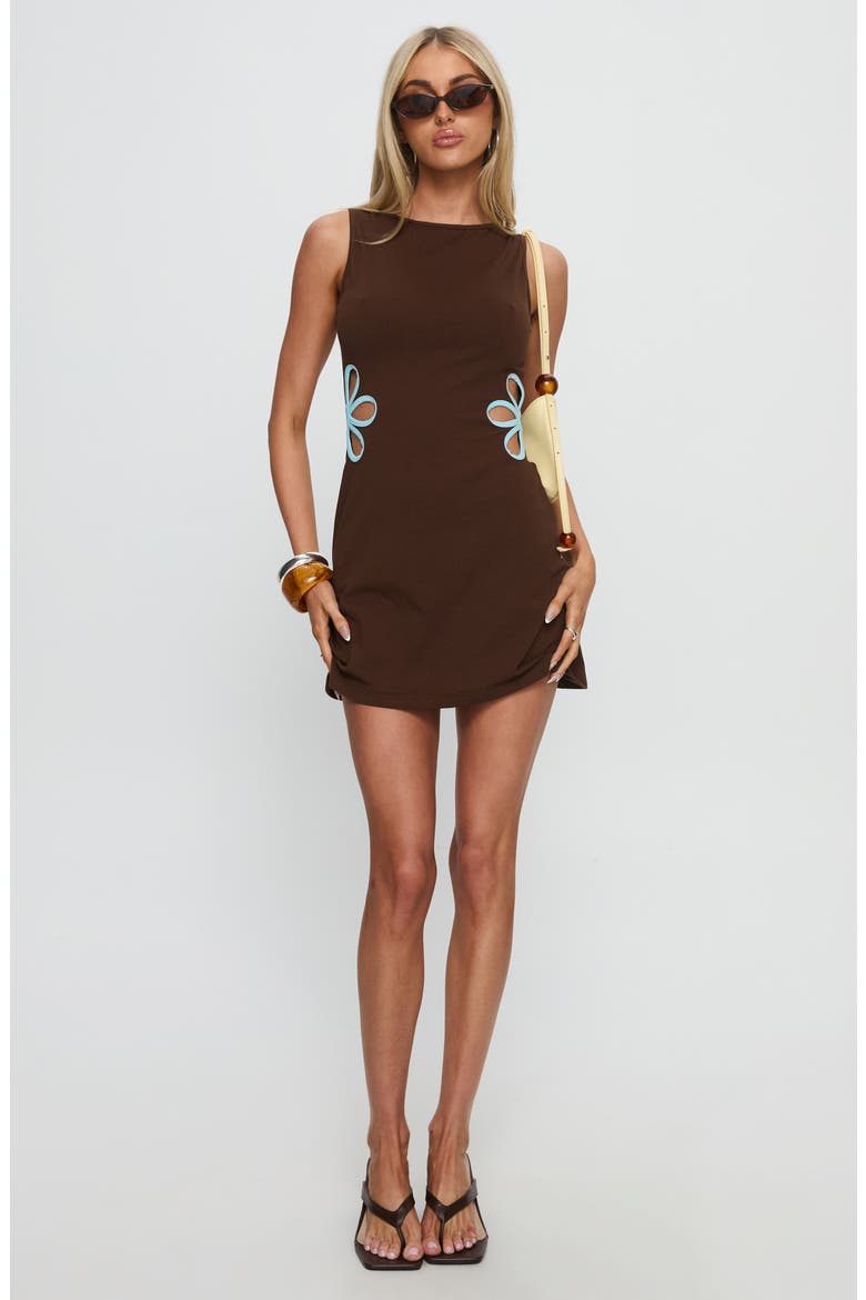 brown dress with blue flowers Mishie Halter Mini Dress Brown / Blue Floral