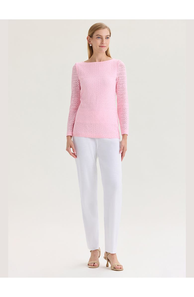 Misook Lined Tonal Burnout Soft Knit Tunic, Alternate, color, Pink