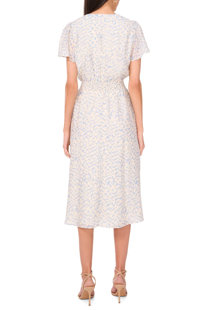 Abstract Print Flutter Sleeve Midi Dress, Alternate, color, LAKE BREEZE