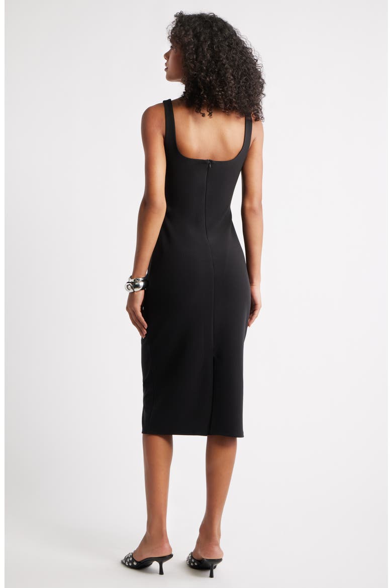 Bonded Crepe Midi Dress, Alternate, color, BLACK