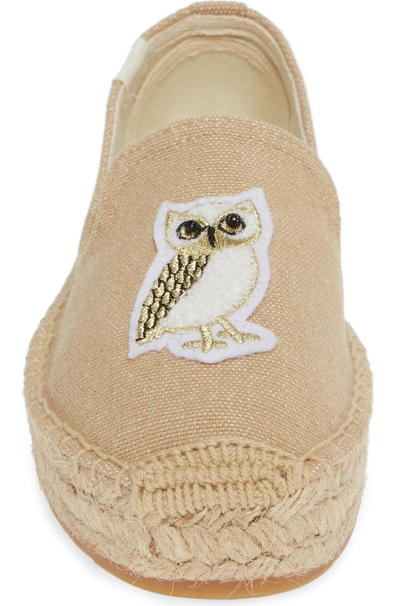 Soludos Gilded Owl Appliqué Espadrille, Alternate, color,