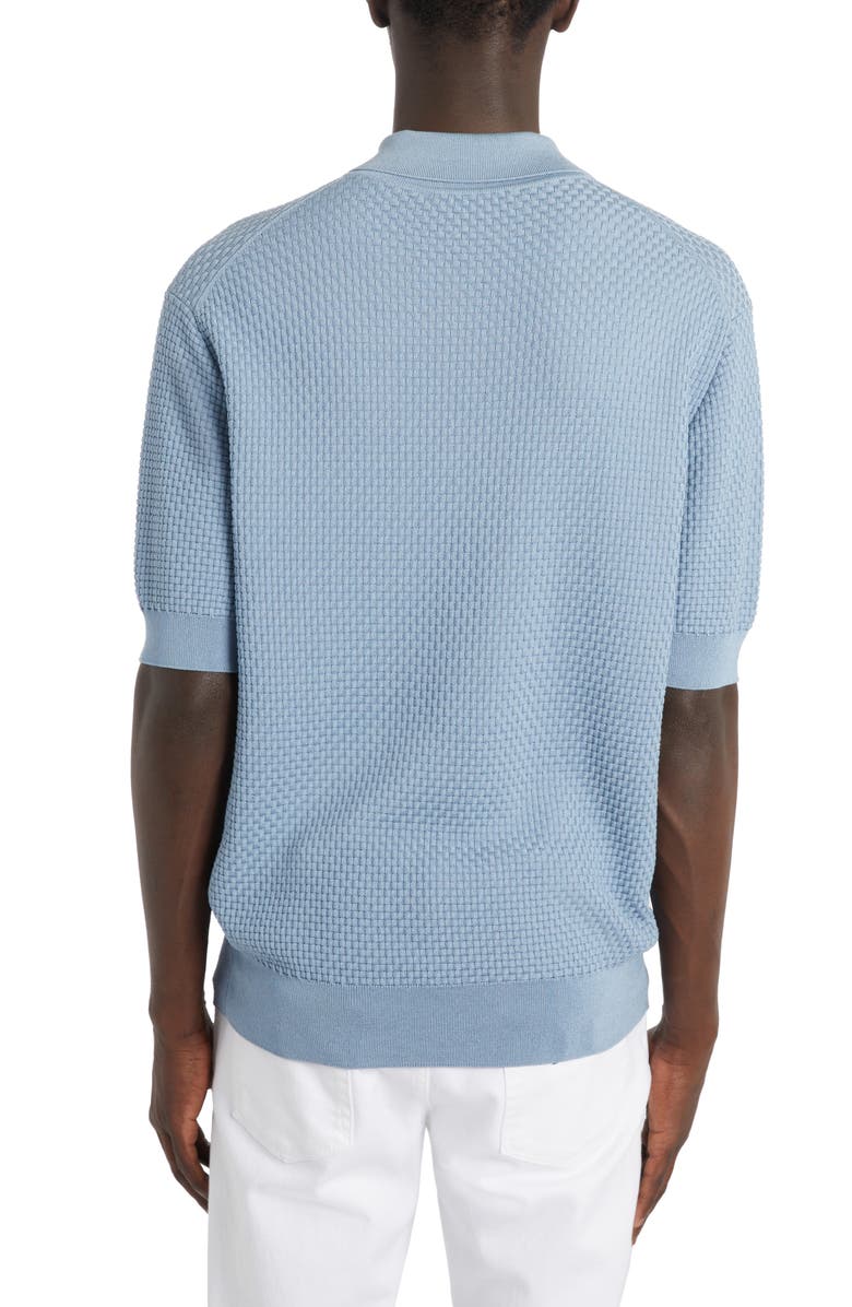 Dolce&Gabbana Basket Weave Stitch Short Sleeve Polo Sweater, Alternate, color, 