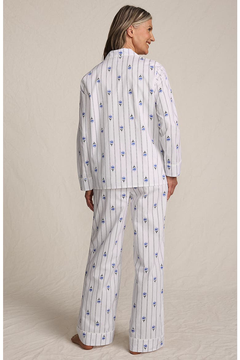 Cotton Poplin 2 Piece Pajama Set - Long Sleeve Top and Pants, Alternate, color, White/Blue Floral Stripe
