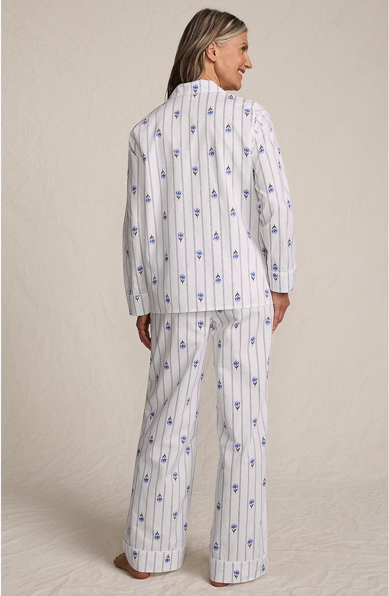 Lands' End Cotton Poplin 2 Piece Pajama Set - Long Sleeve Top and Pants, Alternate, color, 