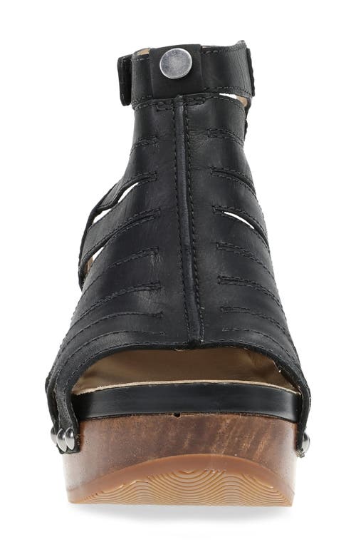 Dansko Adie Ankle Strap Platform Wedge Sandal In Black Calf