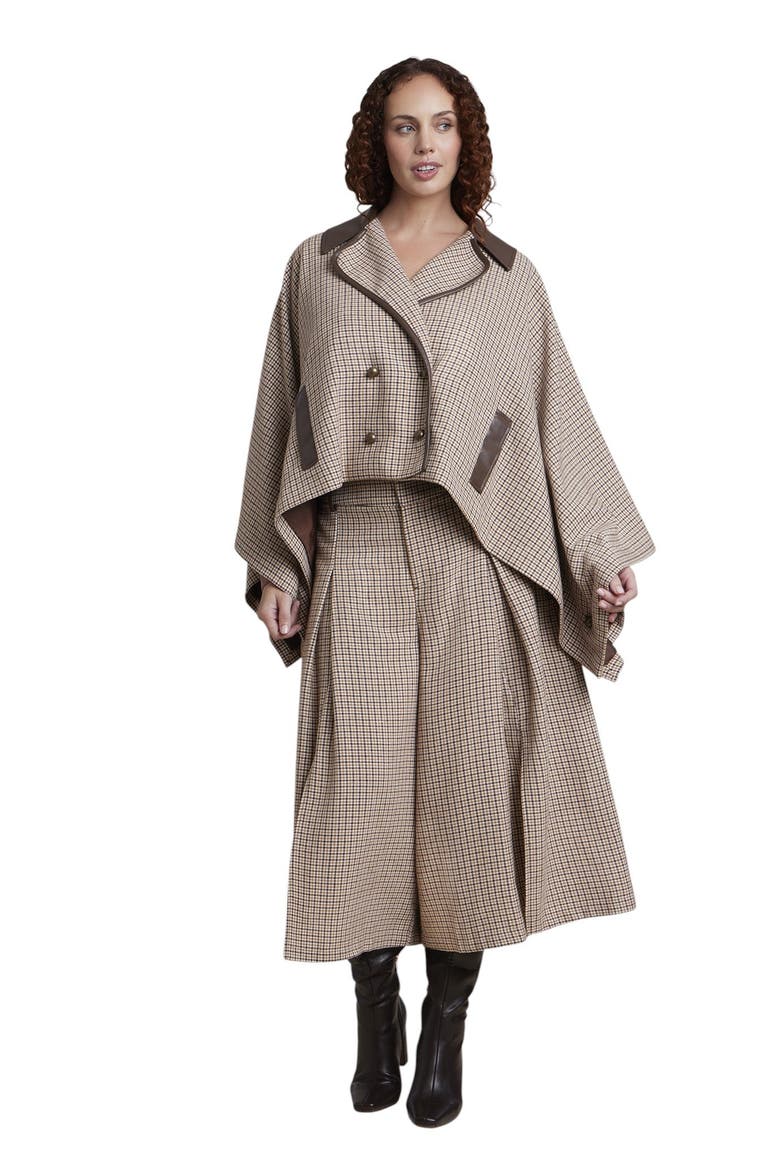 Houndstooth Cape Jacket (plus), Alternate, color, PLAID