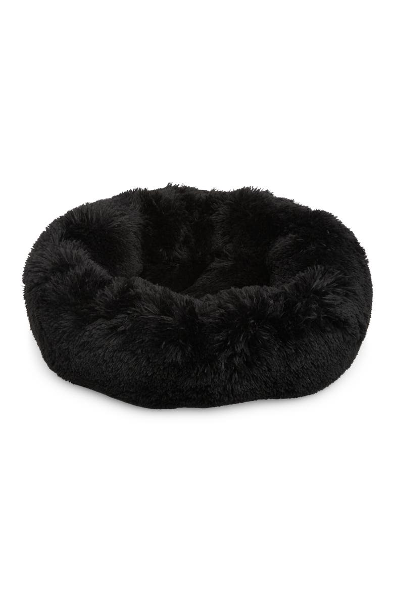 Faux Fur Pet Cuddler Bed, Main, color, BLACK