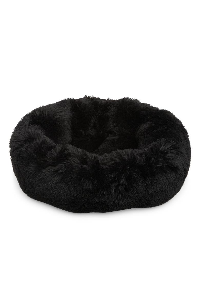 Fringe Studio Faux Fur Pet Cuddler Bed, Main, color, Black