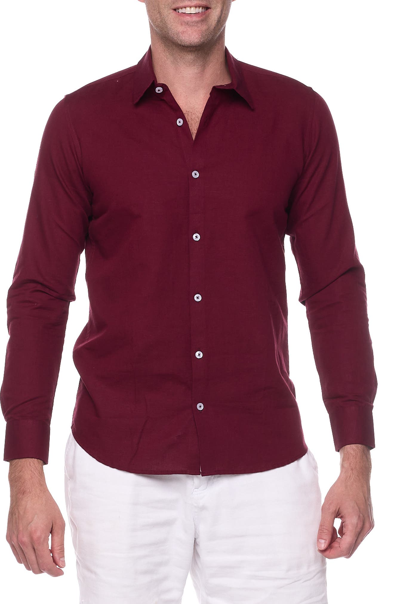 RANEES Linen Button-Up Sport Shirt