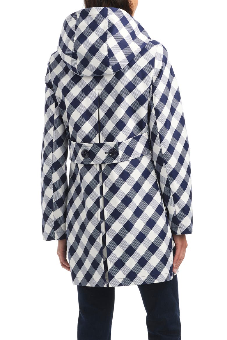 hooded water resistant a-line trench coat, Alternate, color, PLANETARY NAVY