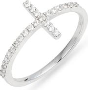 Meira T 14k White Gold Diamond Cross Ring