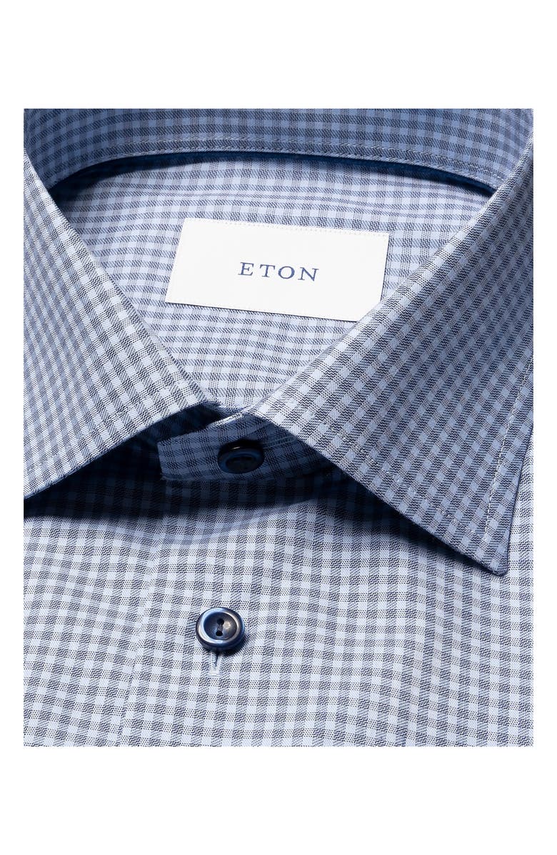 Eton Contemporary Fit Check Organic Cotton Dress Shirt, Alternate, color, Dark Blue
