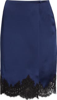 Stella McCartney Iconic Lace Trim Satin Wrap Skirt