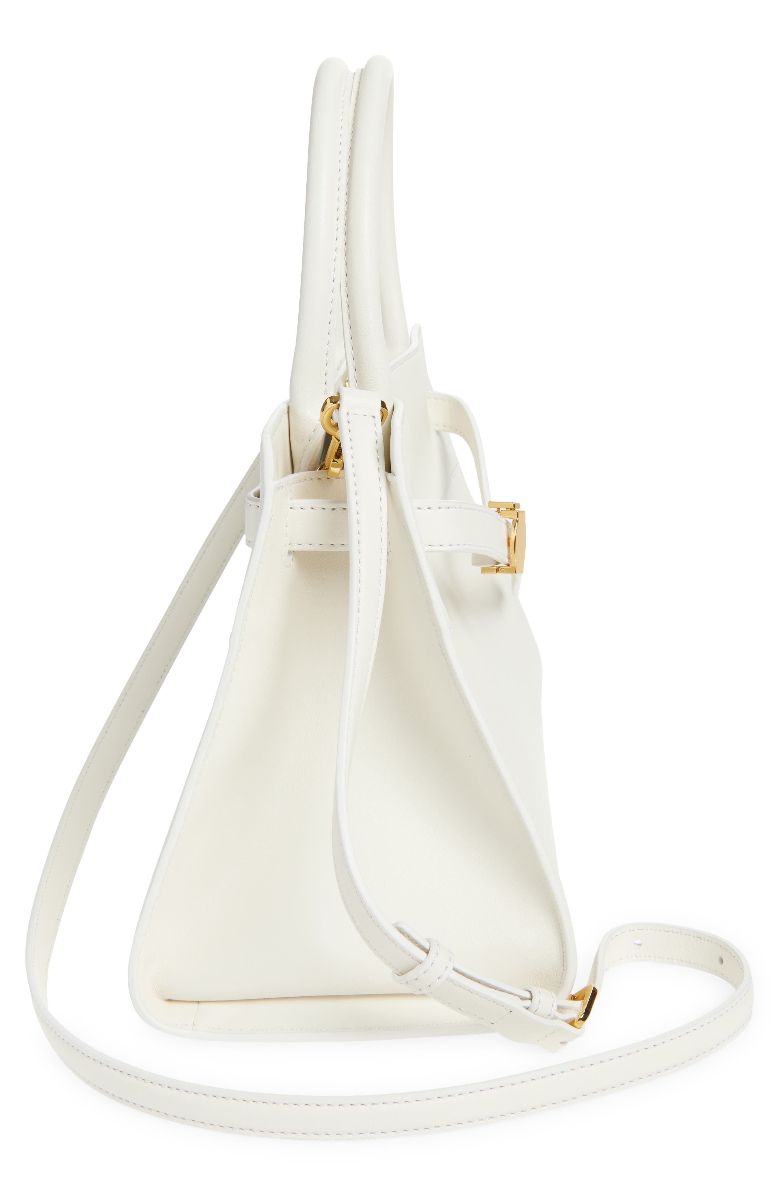 Veronica Beard Dash Leather Top Handle Bag, Alternate, color, Off White