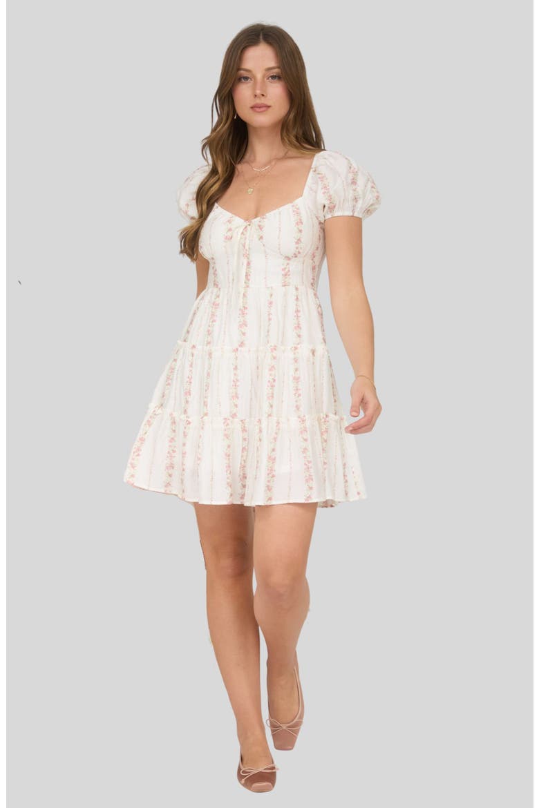 Floral Print Puff Sleeve Minidress, Alternate, color, PINK MULTI