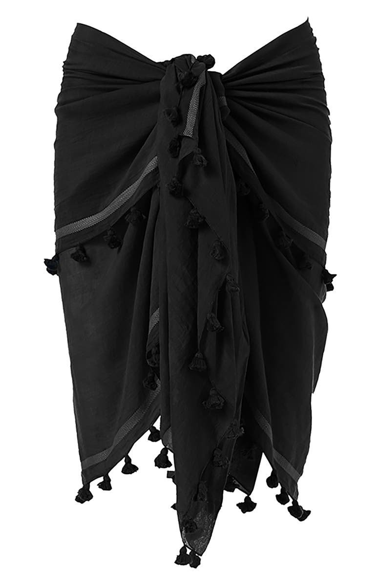 Melissa Odabash Tassel Cover-Up Pareo, Alternate, color, Black