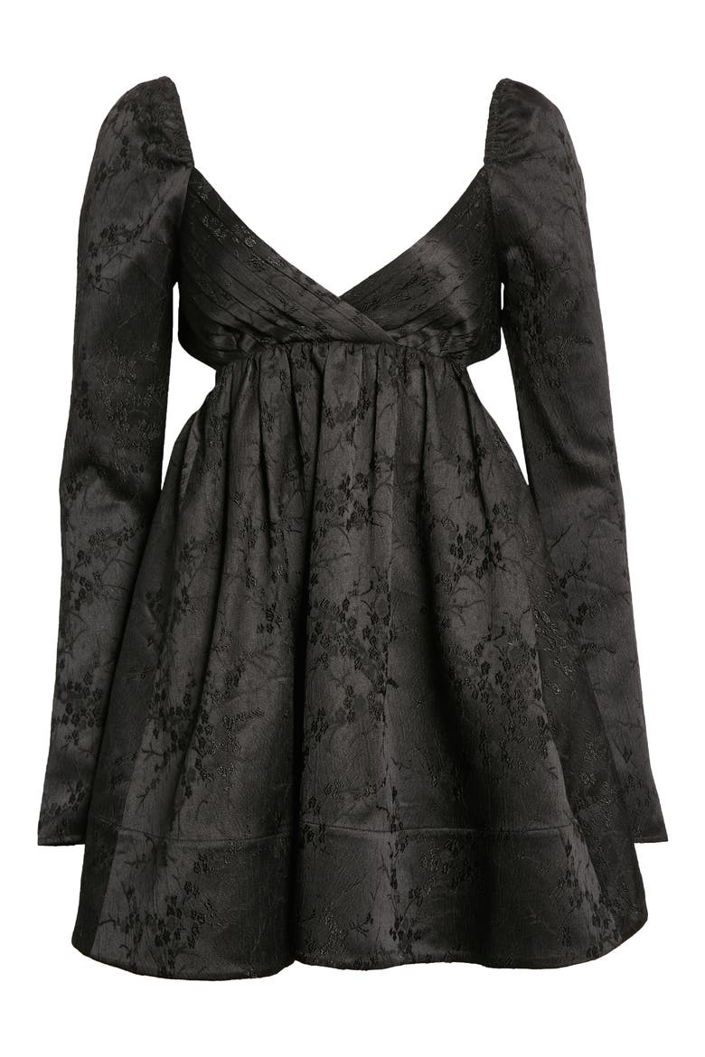 Lena Cutout Long Sleeve Minidress, Alternate, color, BLACK