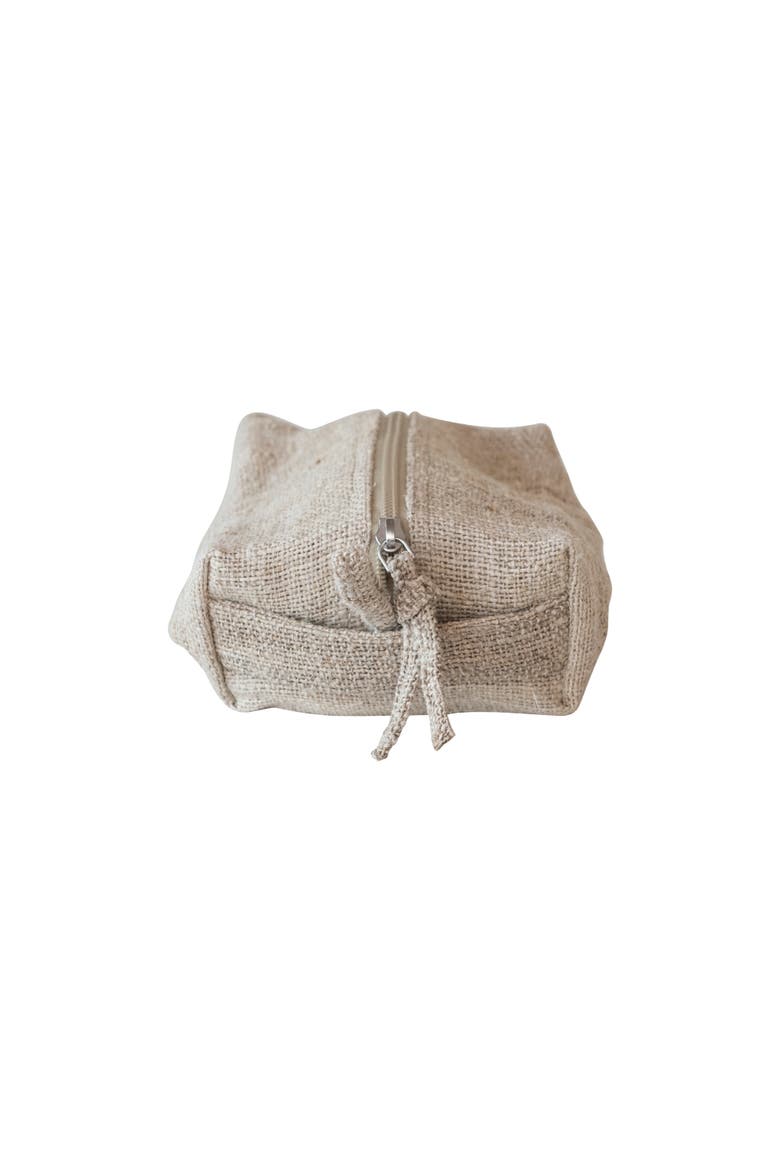 Woven Hemp Fiber Zip Pouch with Handle and Cotton Lining, Natural, Alternate, color, Natural