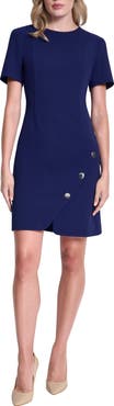 DKNY Button Trim Short Sleeve Shift Dress