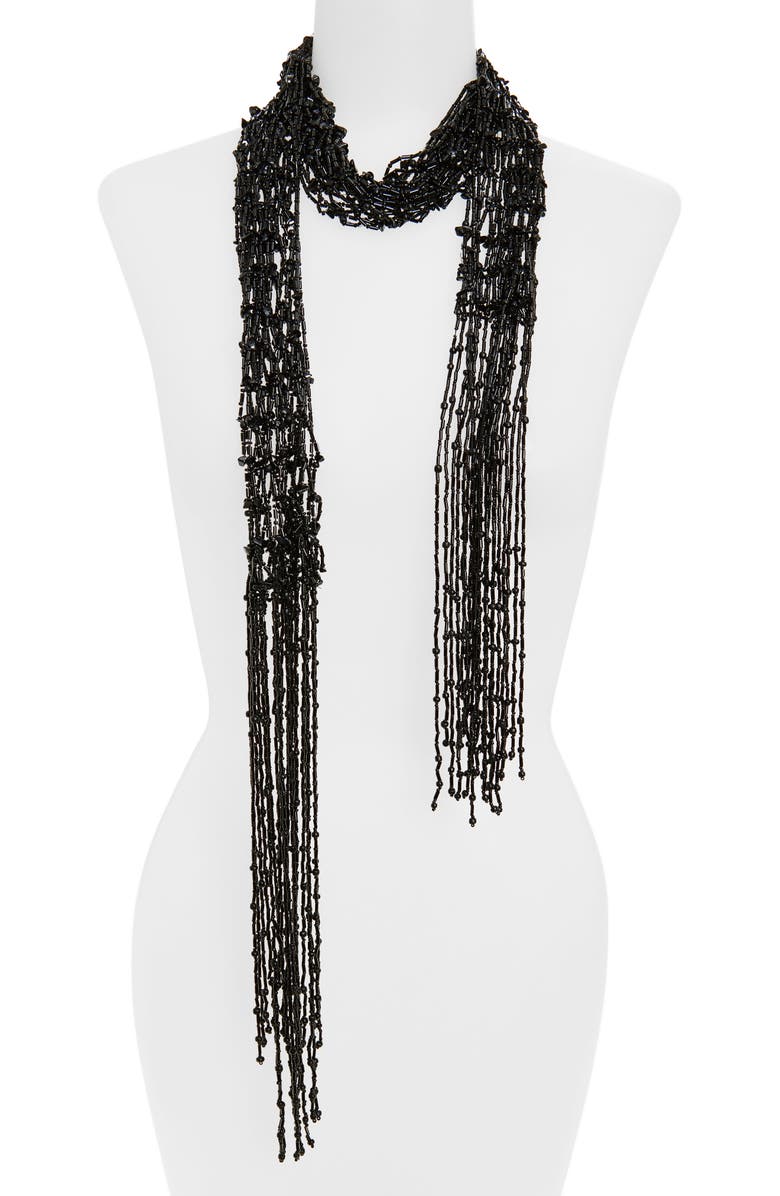 Dries Van Noten Fringed Beaded Necklace, Alternate, color, 900 Black