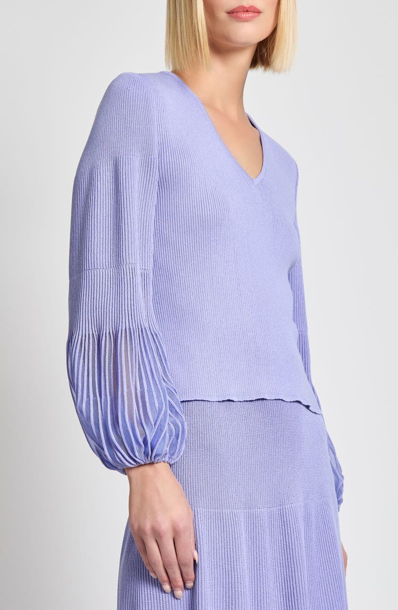 Misook Heritage Fit Sheer Sleeve Sweater, Alternate, color,