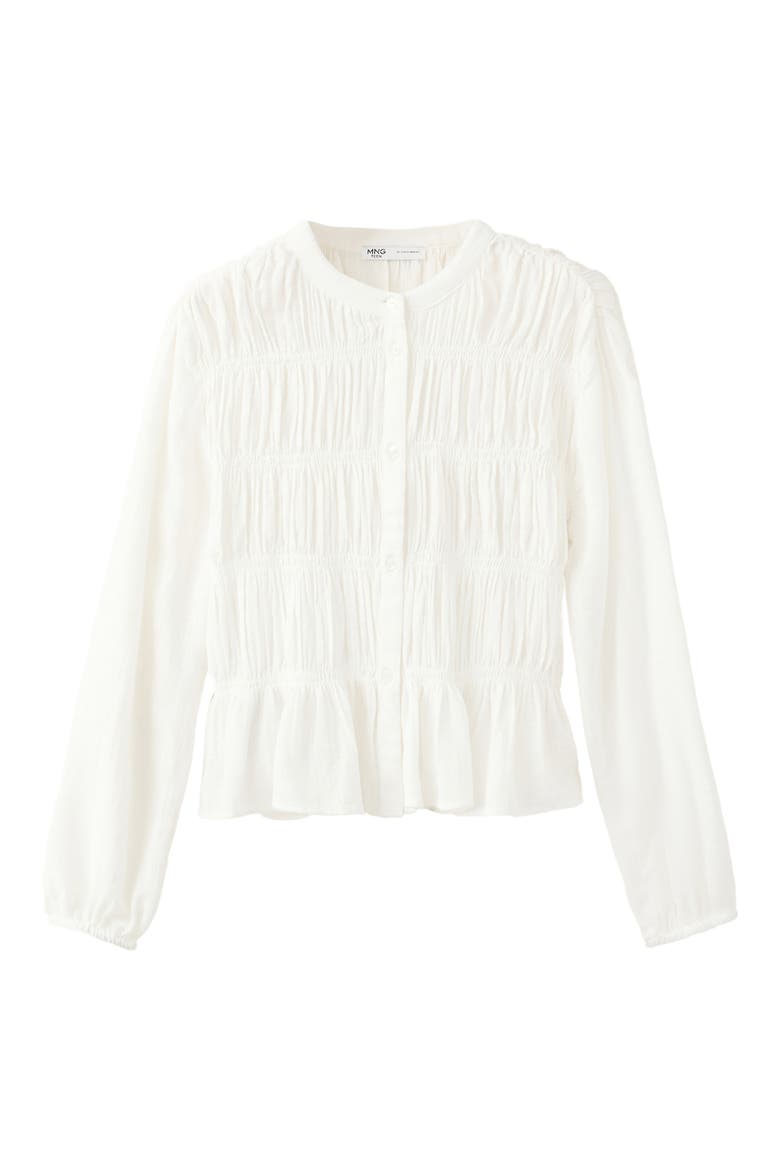 Ruched Button-Front Top, Main, color, OFF WHITE