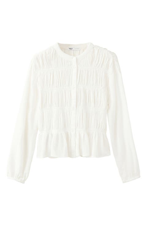 Ruched Button-Front Top
