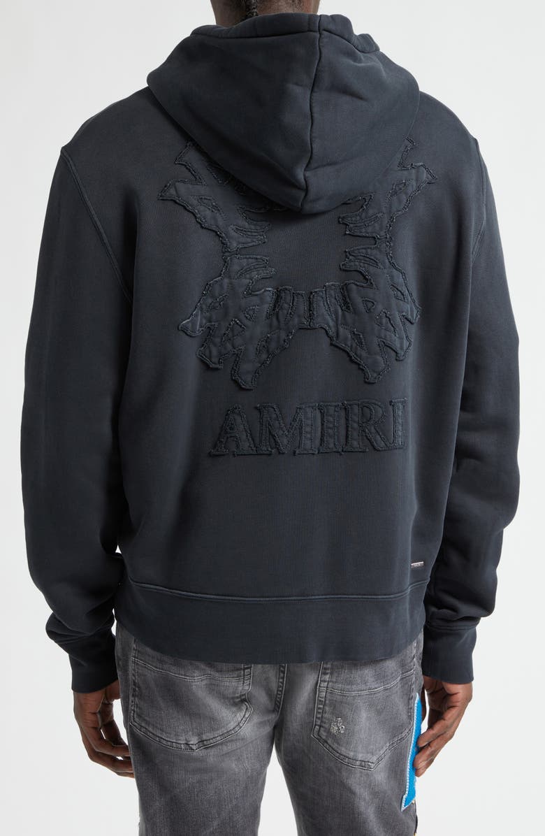 AMIRI MA Quad Appliqué Cotton Zip-Up Hoodie, Alternate, color, Black