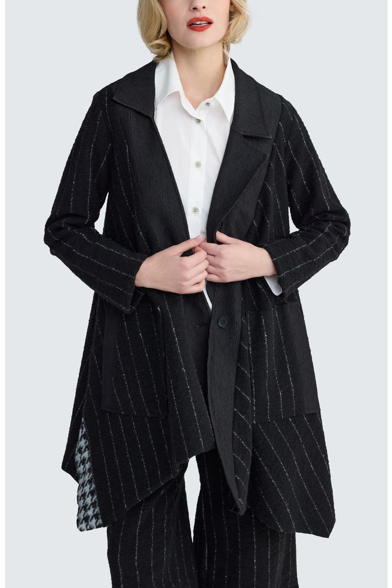 Sunniva Mixed-Media Long Jacket, Main, color, Monochrome Black