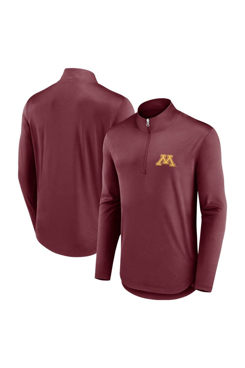 Men's Fanatics Branded Maroon Minnesota Golden Gophers Quarterback Mock Neck Quarter-Zip Top, Main, color, Maroon
