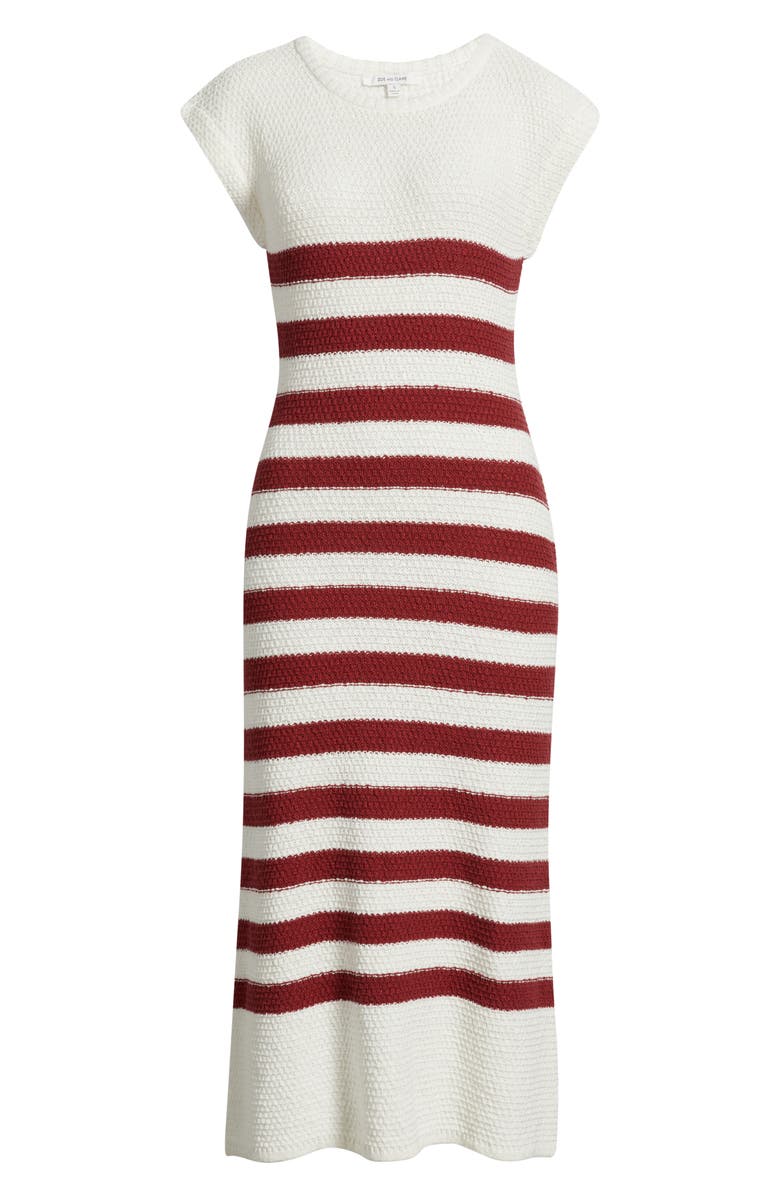 ZOE AND CLAIRE Placed Stripe Cotton Sweater Dress, Alternate, color, Red