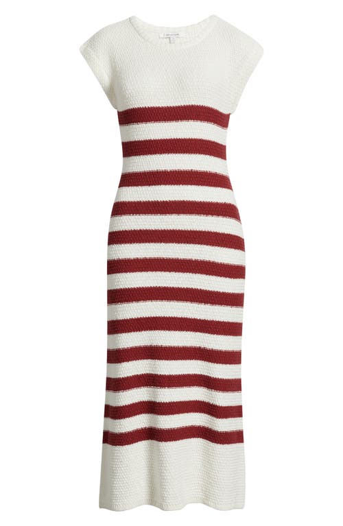 Zoe And Claire Placed Stripe Cotton Sweater Dress In Red