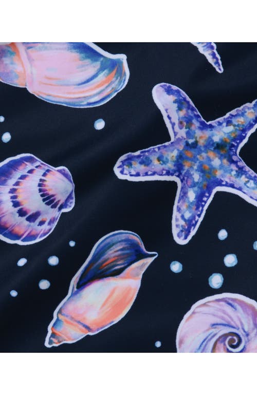 Lands' End Girls One Piece Swimsuit In Navy Galaxy Shellfish