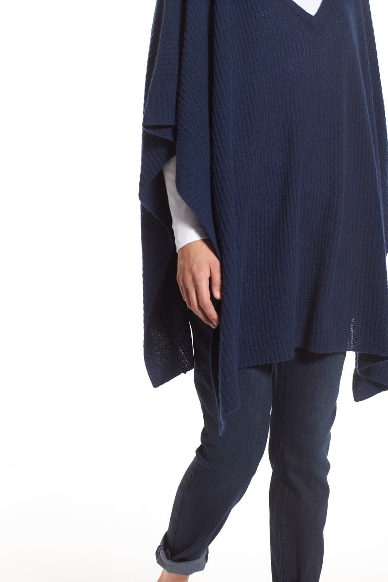 Cashmere Poncho, Alternate, color, NAVY NIGHT