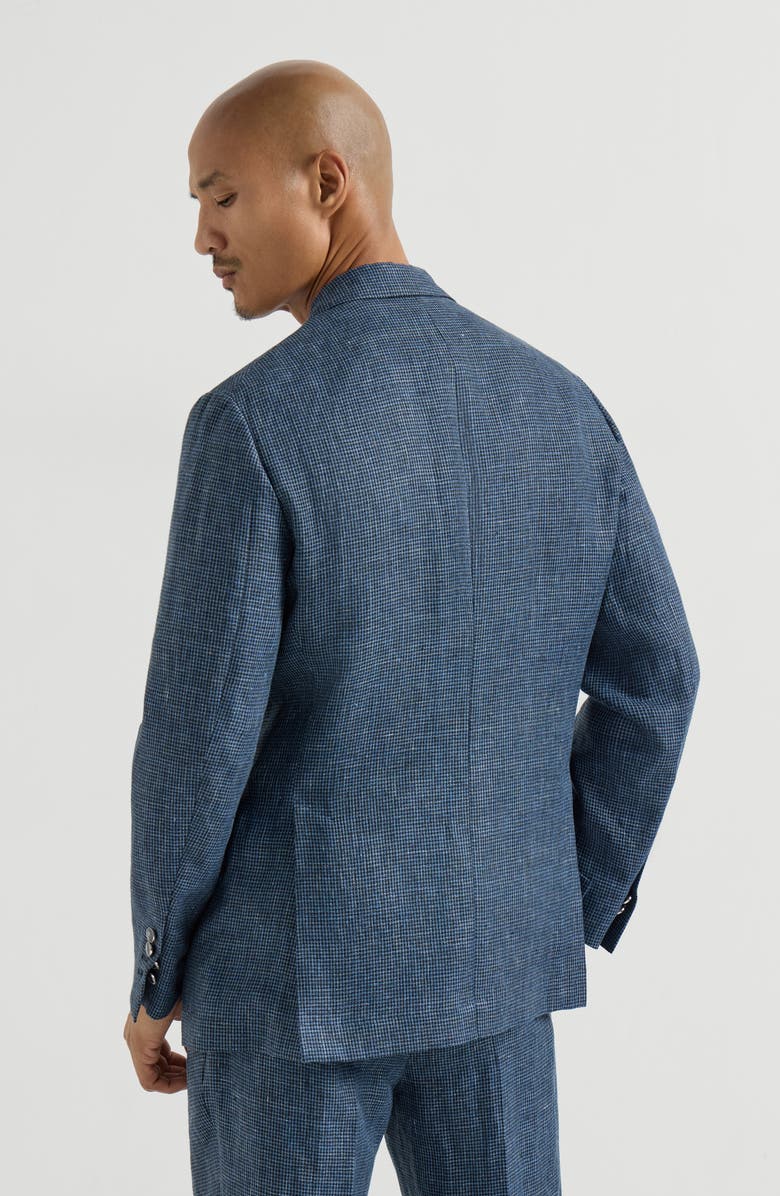 Brunello Cucinelli Houndstooth deconstructed blazer, Alternate, color, Denim