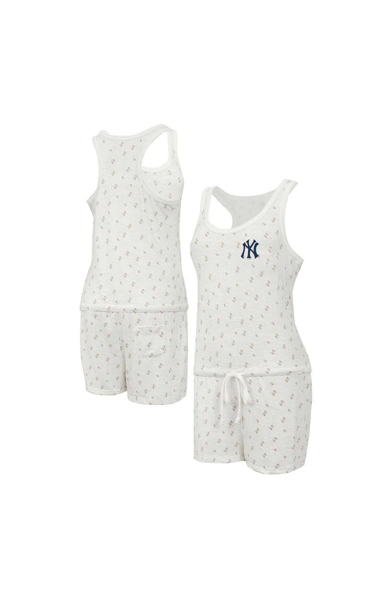 CONCEPTS SPORT Women's Concepts Sport Cream New York Yankees Gardner Hacci Knit Romper, Alternate, color, Cream