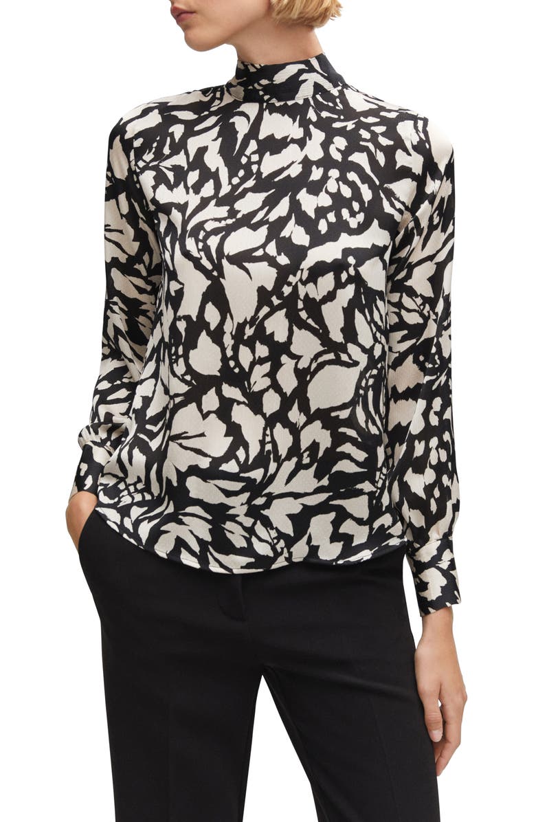 MANGO Print Mock Neck Top, Main, color,