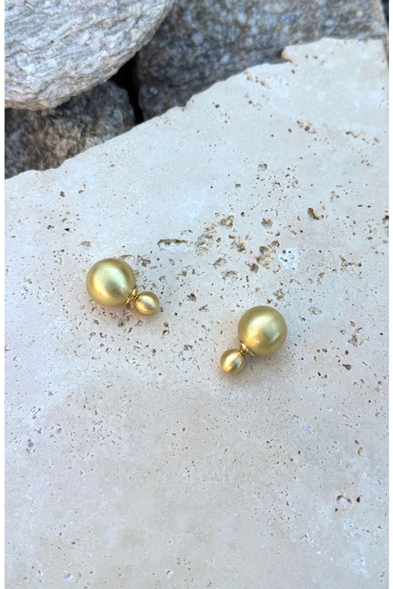 Matte Finish Ball Front/Back Earrings, Alternate, color, GOLD