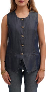 CYRUS Denim Lyocell Button Front Vest