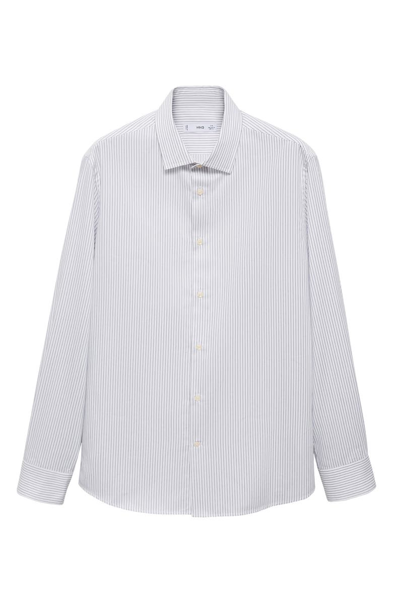 MANGO Slim Fit Stripe Button-Up Shirt, Alternate, color, White
