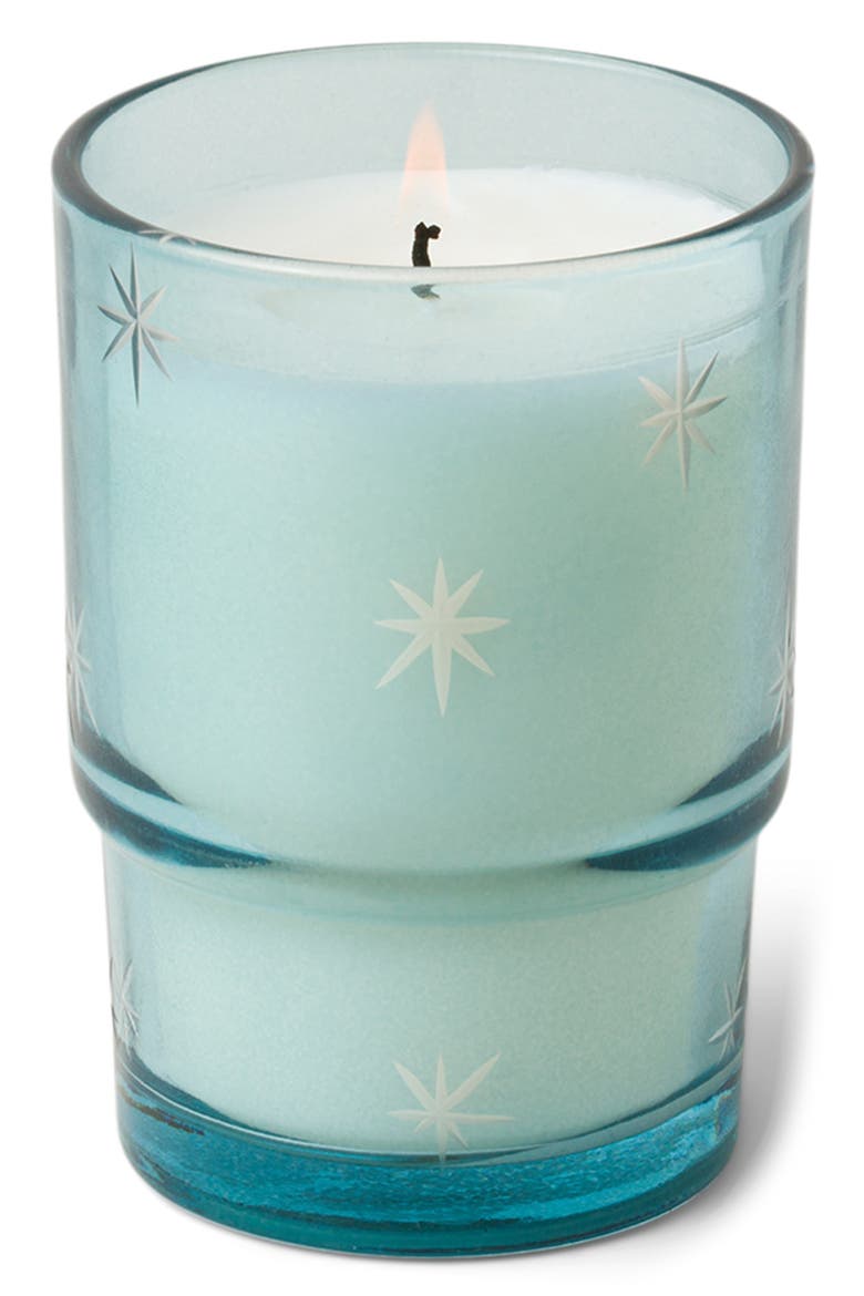 Noel White Woods & Mint Etched Glass Candle, Main, color, WHITE WOODS / MINT