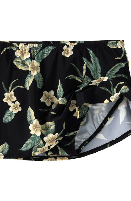 Shop Lands' End Slender Separates Tummy Control Swim Skirt Swim Bottoms In Black Plumeria Floral